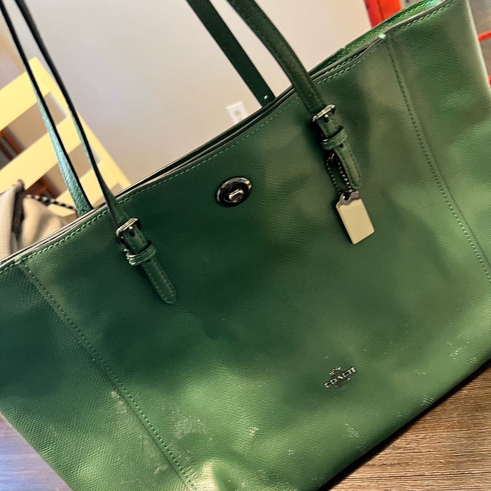 Coach Forest Green Leather Tote